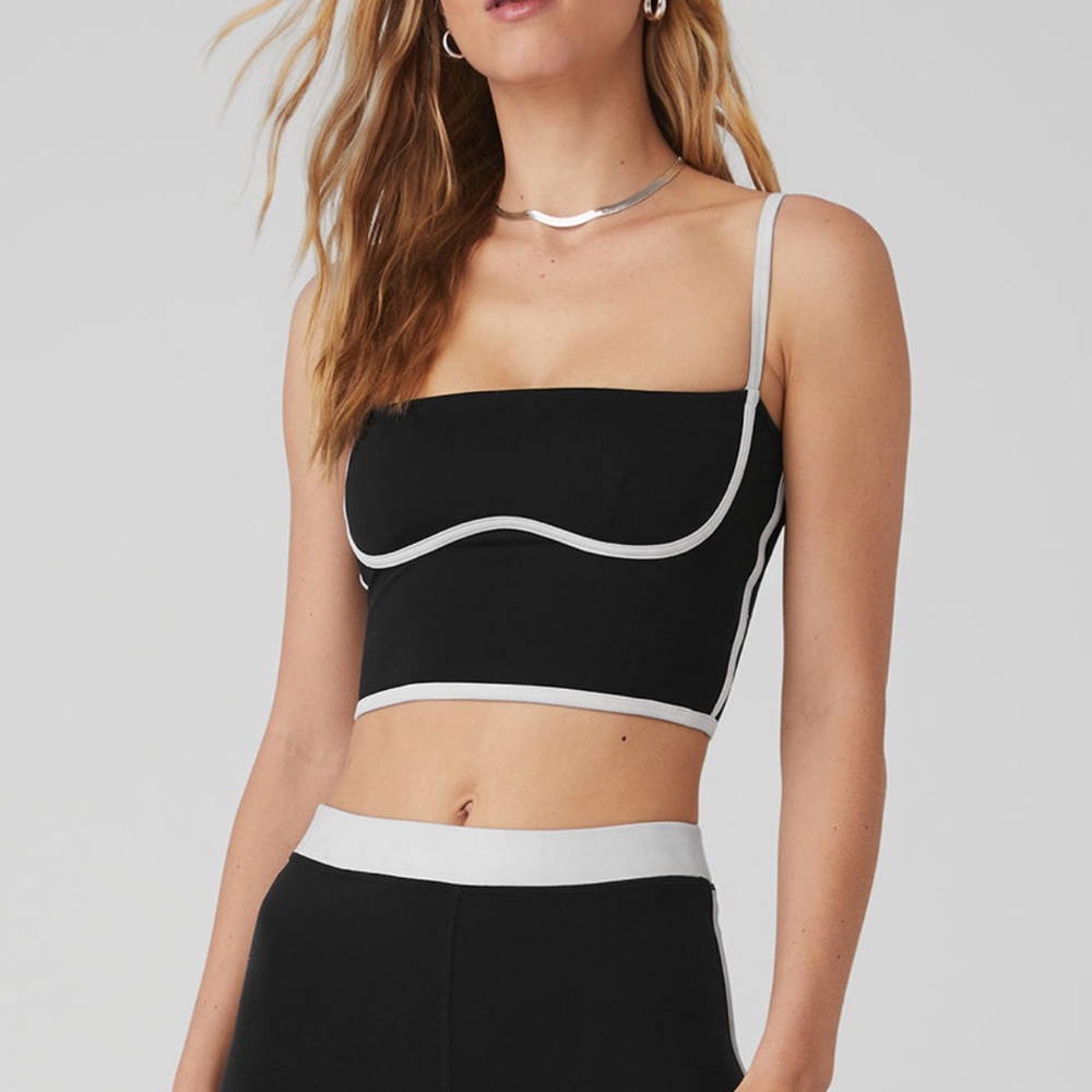 ALO Yoga Airbrush Streamlined Bra Tank - Black/White